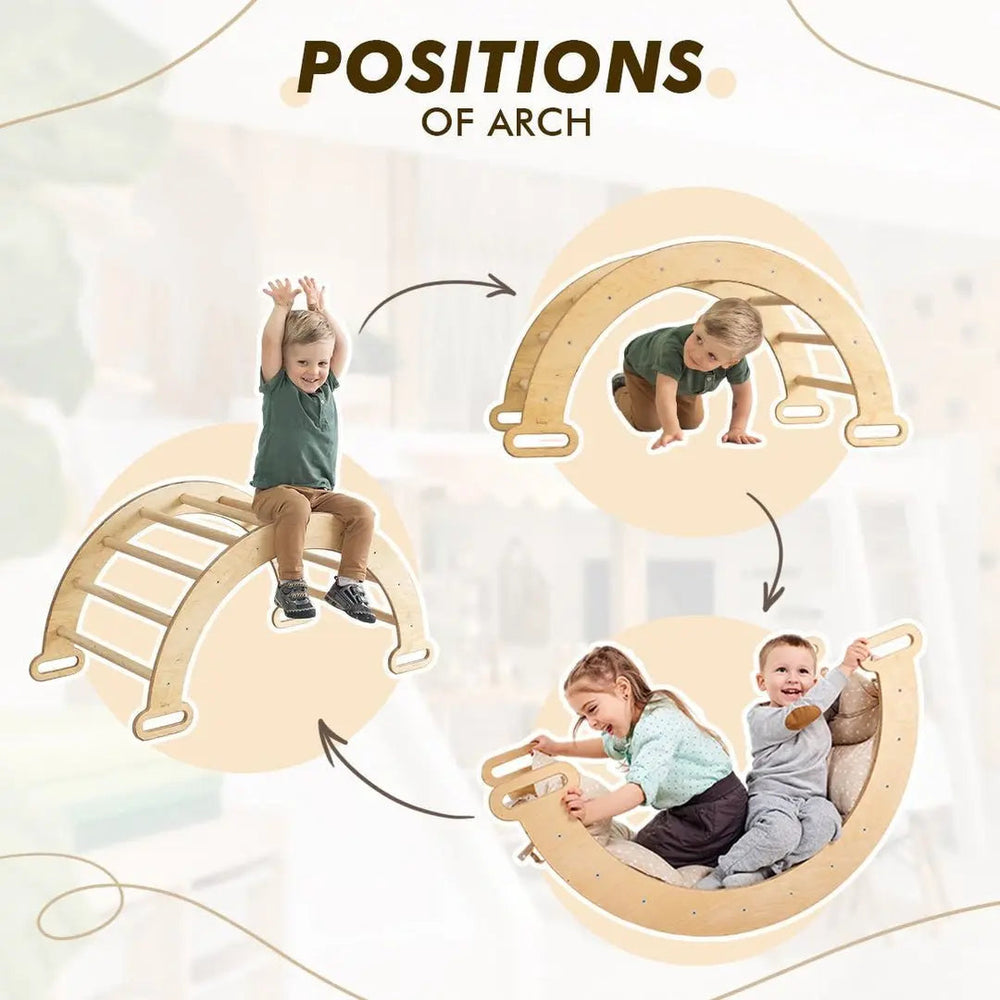 3in1 Montessori Climbing Set: Climbing Arch + Slide Board + Cushion - Beige (ONLINE ORDER ONLY)