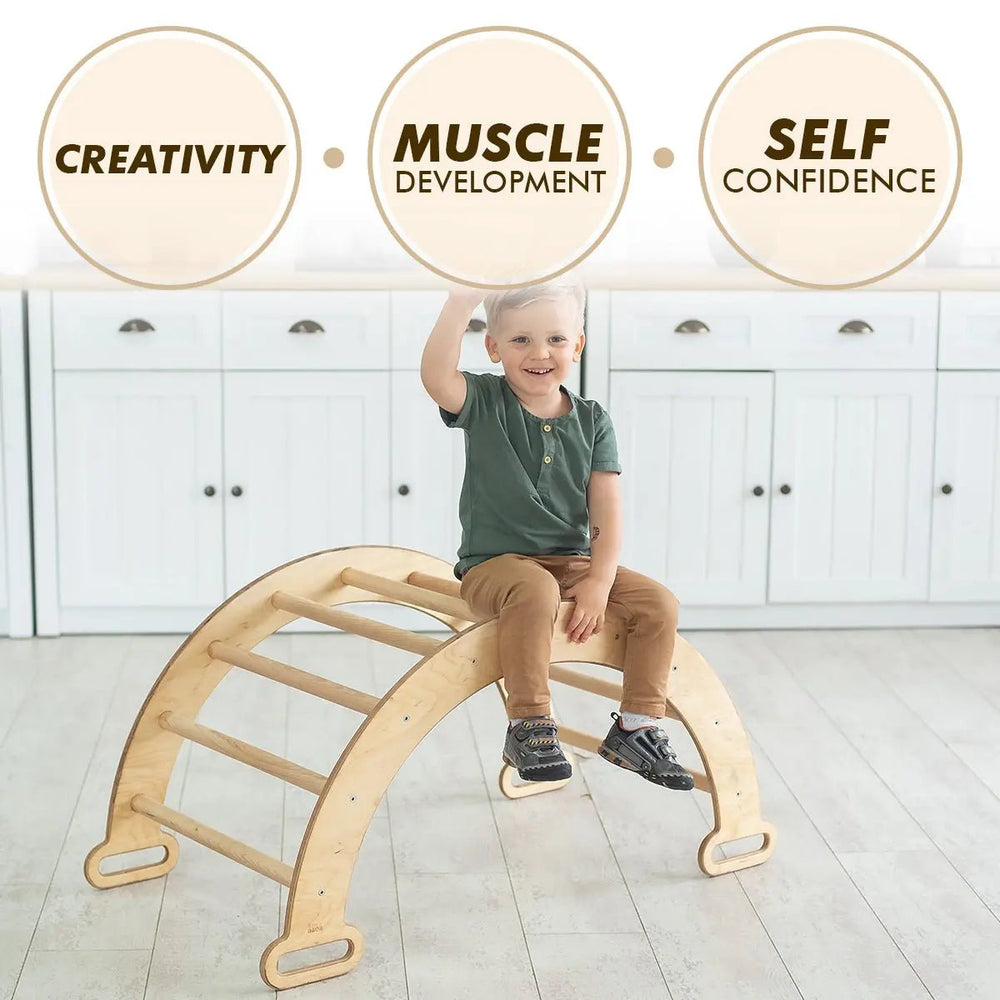 3in1 Montessori Climbing Set: Climbing Arch + Slide Board + Cushion - Beige (ONLINE ORDER ONLY)