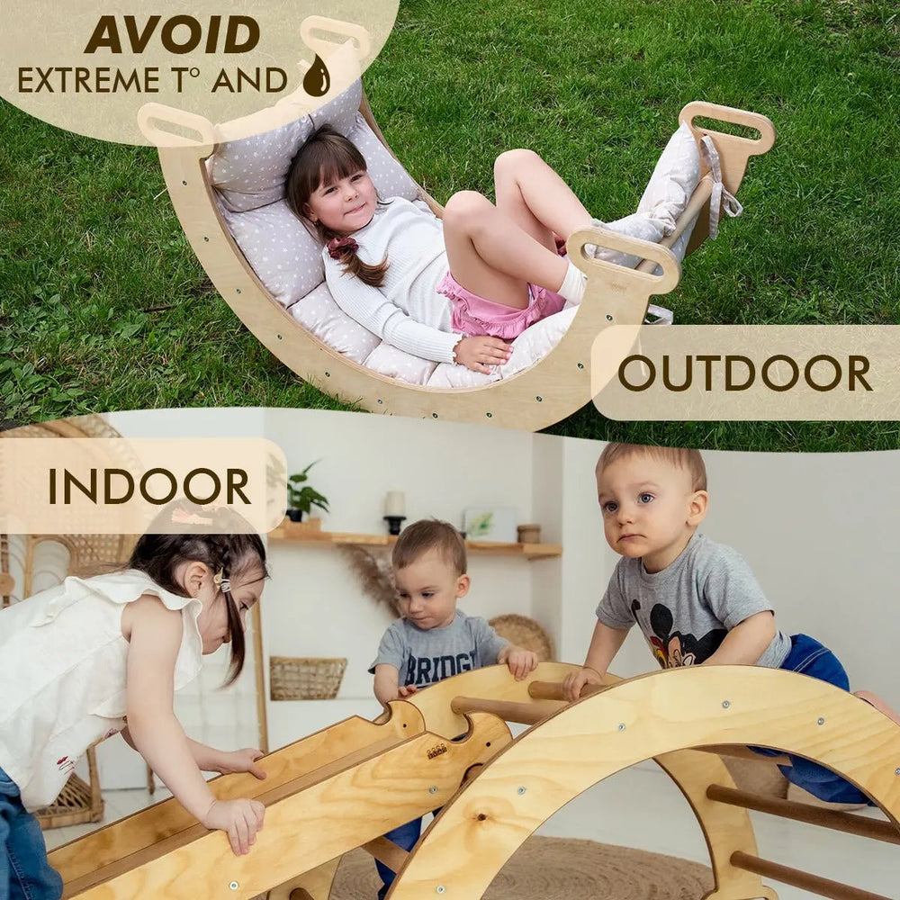 3in1 Montessori Climbing Set: Climbing Arch + Slide Board + Cushion - Beige (ONLINE ORDER ONLY)