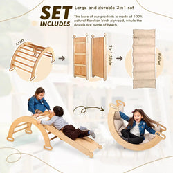 3in1 Montessori Climbing Set: Climbing Arch + Slide Board + Cushion - Beige (ONLINE ORDER ONLY)