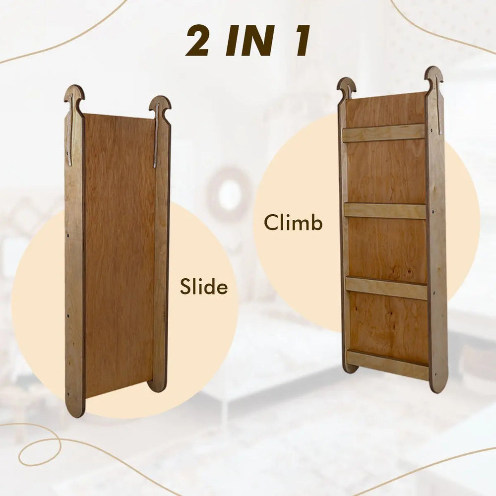 3in1 Montessori Climbing Set: Climbing Arch + Slide Board + Cushion – Chocolate (ONLINE ORDER ONLY)