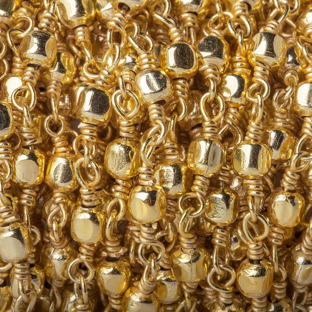 3mm 22kt Gold plated Shiny Cube Gold plated Chain by the foot