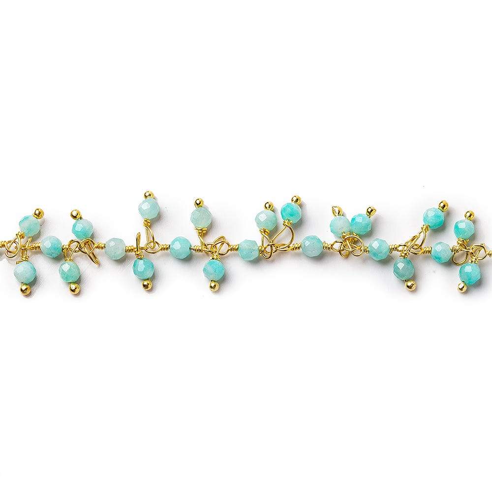 3mm Amazonite micro-faceted round Gold Dangling Chain by the foot (ONLINE ORDER ONLY)