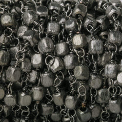 3mm Black Gold plated Brushed Cube Black Gold plated Chain by the foot (ONLINE ORDER ONLY)