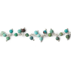 3mm Chinese Turquoise micro faceted round Silver Dangling Chain by the foot (ONLINE ORDER ONLY)