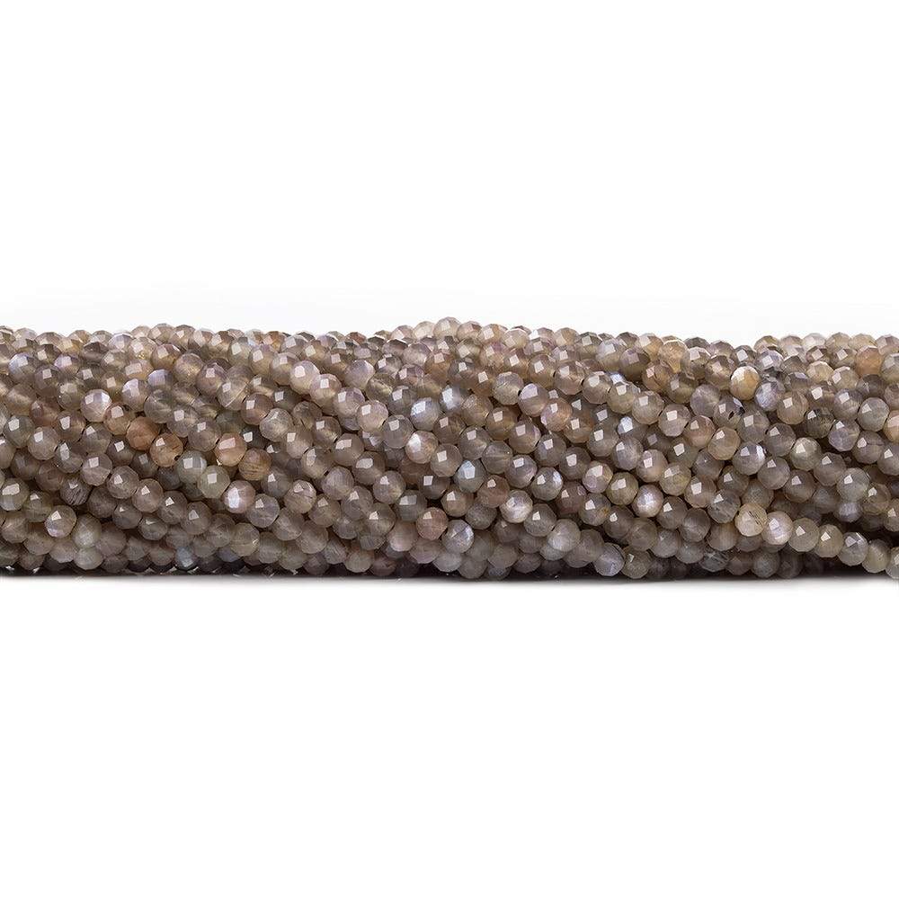 3mm Chocolate & Mink Grey moonstone microfaceted  beads 13 inch 120 pcs (ONLINE ORDER ONLY)