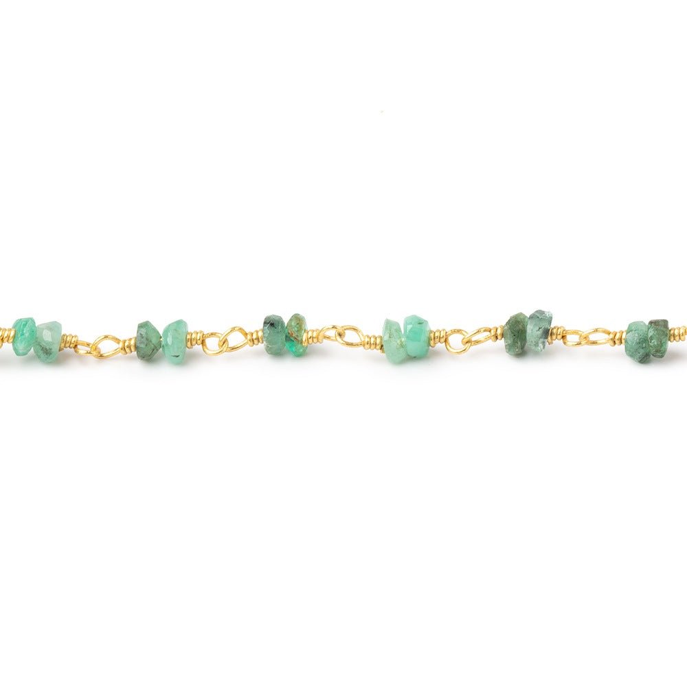 3mm Emerald Faceted Rondelle Duo on Vermeil Chain