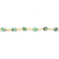 3mm Emerald Faceted Rondelle Duo on Vermeil Chain