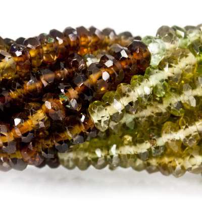 3mm Green & Brown Tourmaline Beads Faceted Rondelle (ONLINE ORDER ONLY)