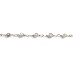 3mm Labradorite faceted rondelle Silver Chain by the foot 36 pieces