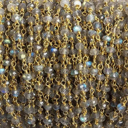 3mm Labradorite faceted rondelle Vermeil Chain by the foot 35 beads (ONLINE ORDER ONLY)