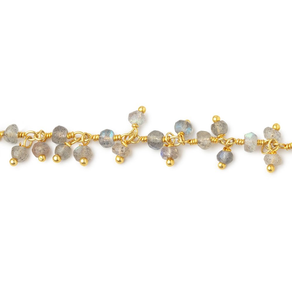 3mm Labradorite Faceted Rondelles on Gold Plated Dangling Chain (ONLINE ORDER ONLY)