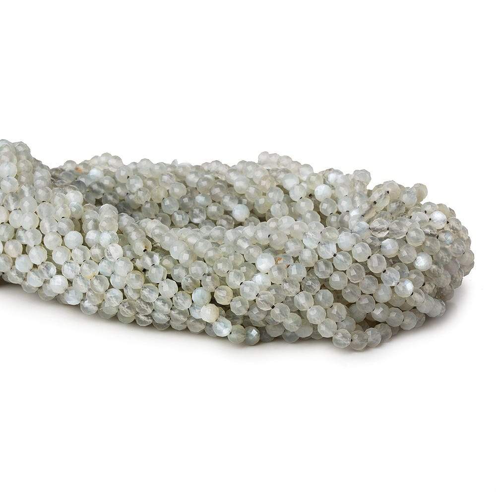 3mm Light Grey moonstone microfaceted round beads 13 inch 100pcs (ONLINE ORDER ONLY)