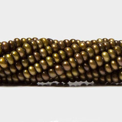 3mm Matte Olive Green Center Drilled Button Freshwater Pearls 15.5 in 220 pcs (ONLINE ORDER ONLY)
