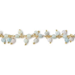 3mm Multi Color Beryl Micro Faceted Round Gold Plated Dangling Chain (ONLINE ORDER ONLY)