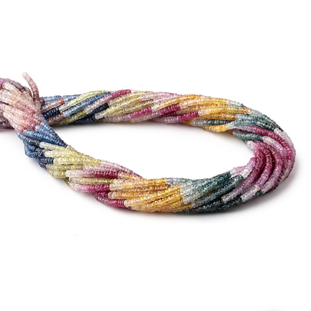 3mm Multi Color Sapphire & Ruby Faceted Heishi Beads 18 inch 245 pieces (ONLINE ORDER ONLY)