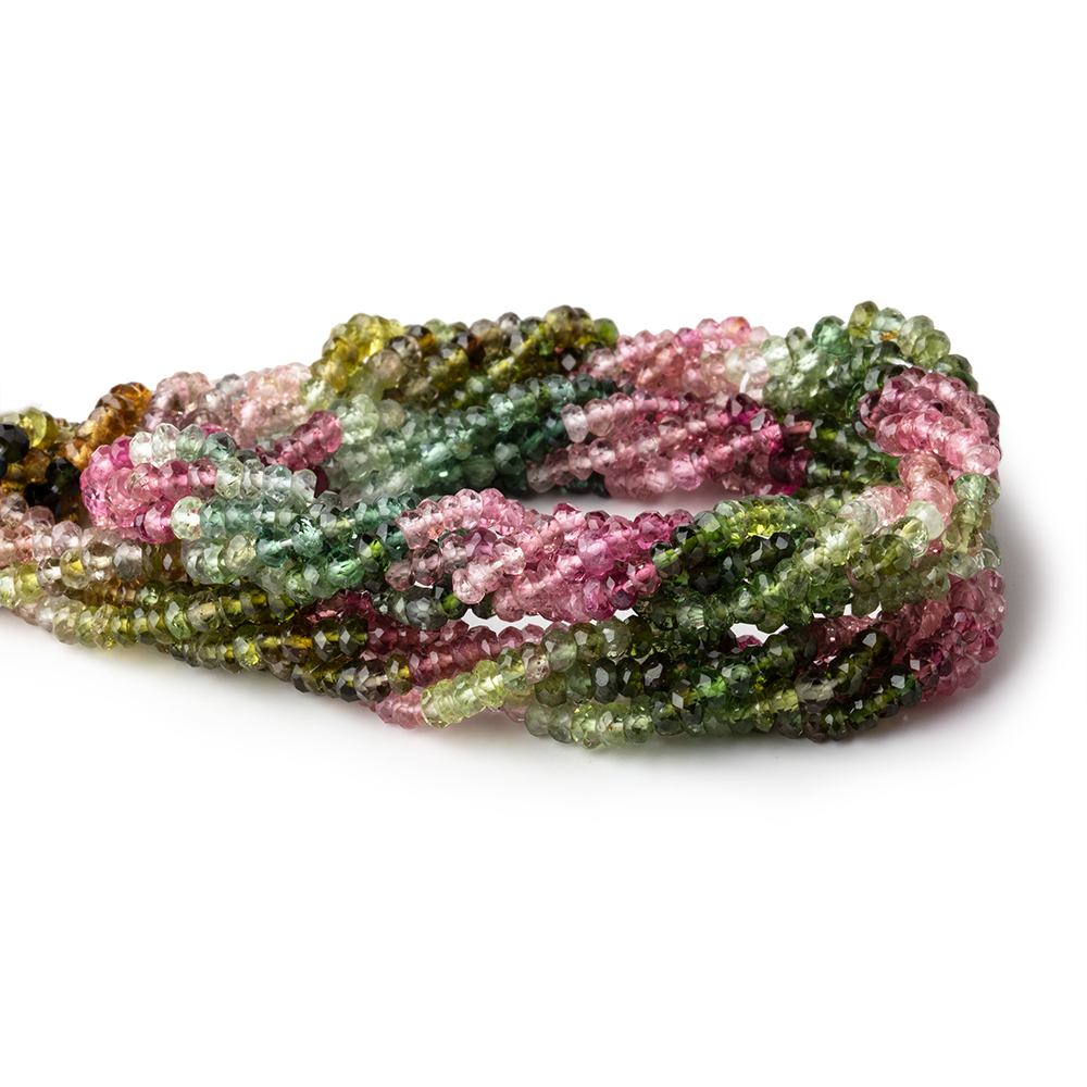 3mm Multi Color Tourmaline Faceted Rondelle Beads 14 inch 201 pcs (ONLINE ORDER ONLY)