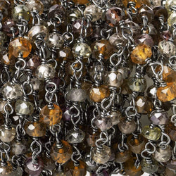 3mm Multi Gemstone faceted rondelle Black Gold plated Silver Chain (ONLINE ORDER ONLY)