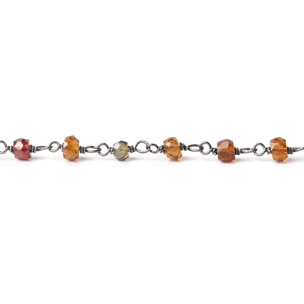 3mm Multi Gemstone faceted rondelle Black Gold plated Silver Chain (ONLINE ORDER ONLY)
