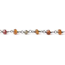 3mm Multi Gemstone faceted rondelle Black Gold plated Silver Chain (ONLINE ORDER ONLY)