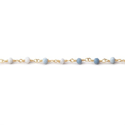 3mm Owyhee Denim Blue Opal Micro Faceted Rondelles on Gold Plated Chain