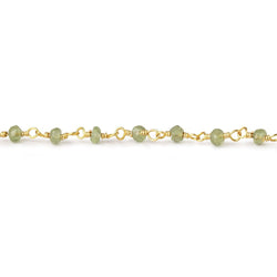 3mm Peridot Faceted Rondelles on Gold Plated Wire Wrapped Chain (ONLINE ORDER ONLY)