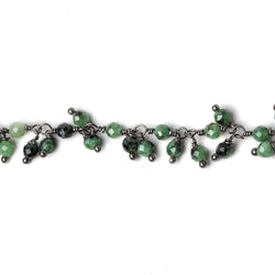 3mm Ruby in Zoisite micro-faceted round Black Gold Dangling Chain by the foot (ONLINE ORDER ONLY)