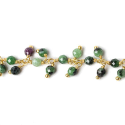 3mm Ruby in Zoisite micro-faceted round Gold Dangling Chain by the foot (ONLINE ORDER ONLY)