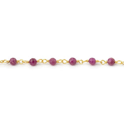 3mm Ruby Micro Faceted Rounds on Gold Plated Chain (ONLINE ORDER ONLY)