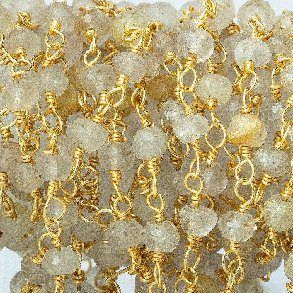 3mm Rutilated Quartz Gold Chain by the foot (ONLINE ORDER ONLY)