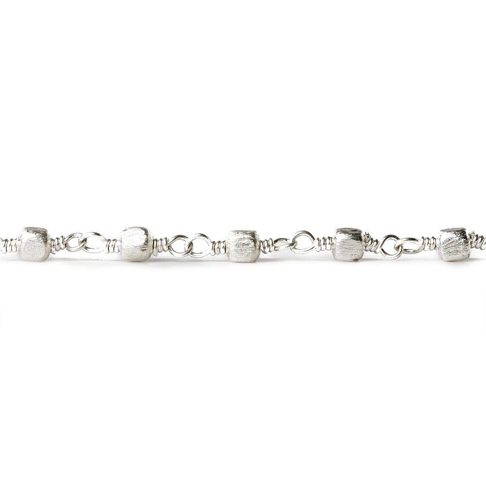 3mm Silver plated Brushed Cube Silver plated Chain by the foot (ONLINE ORDER ONLY)