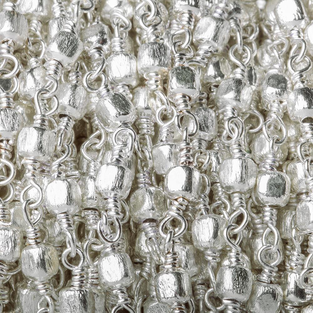 3mm Silver plated Brushed Cube Silver plated Chain by the foot (ONLINE ORDER ONLY)