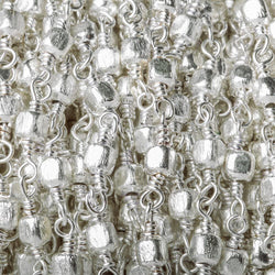 3mm Silver plated Brushed Cube Silver plated Chain by the foot (ONLINE ORDER ONLY)