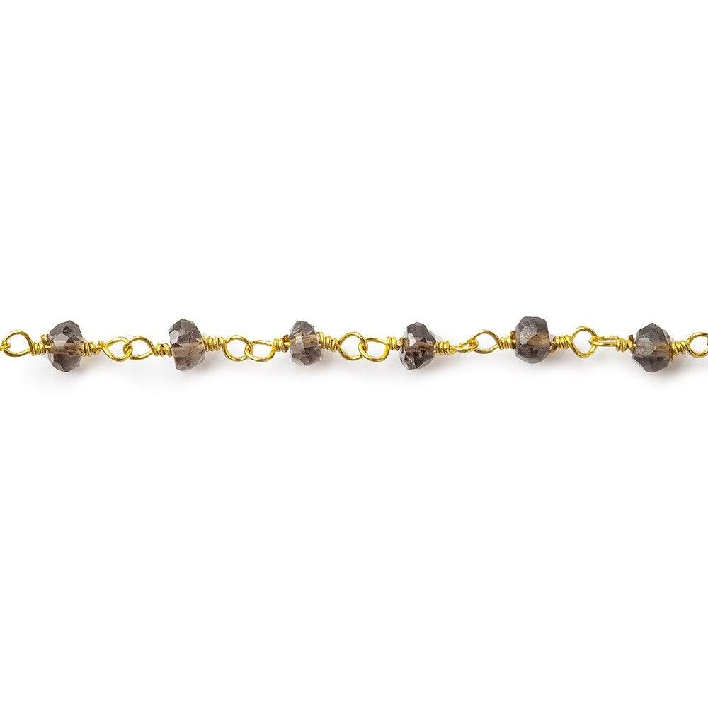 3mm Smoky Quartz Gold plated Wire Wrapped Chain (ONLINE ORDER ONLY)