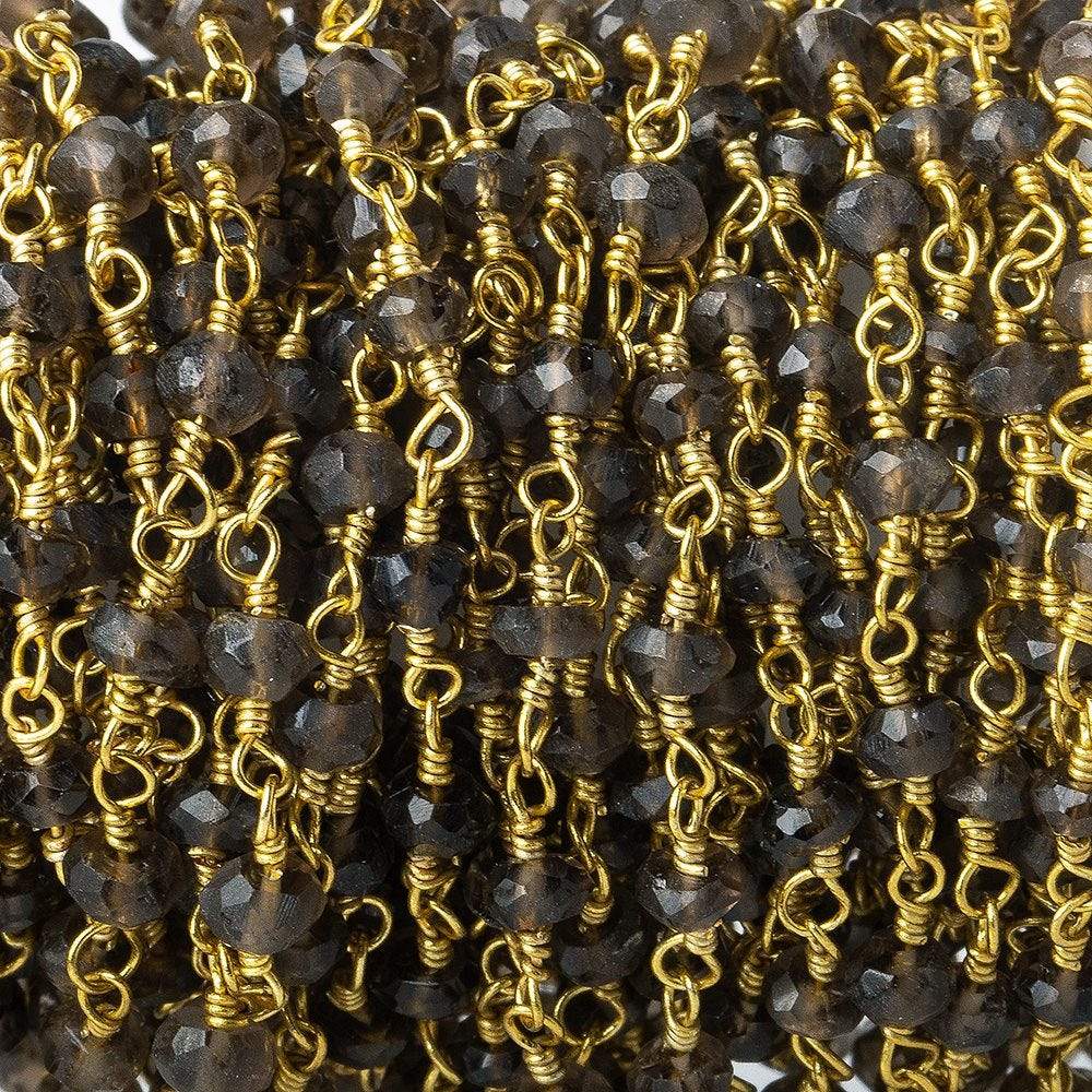 3mm Smoky Quartz Gold plated Wire Wrapped Chain (ONLINE ORDER ONLY)