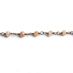 3mm Sunstone faceted rondelle Black Gold Chain by the foot 36 pieces