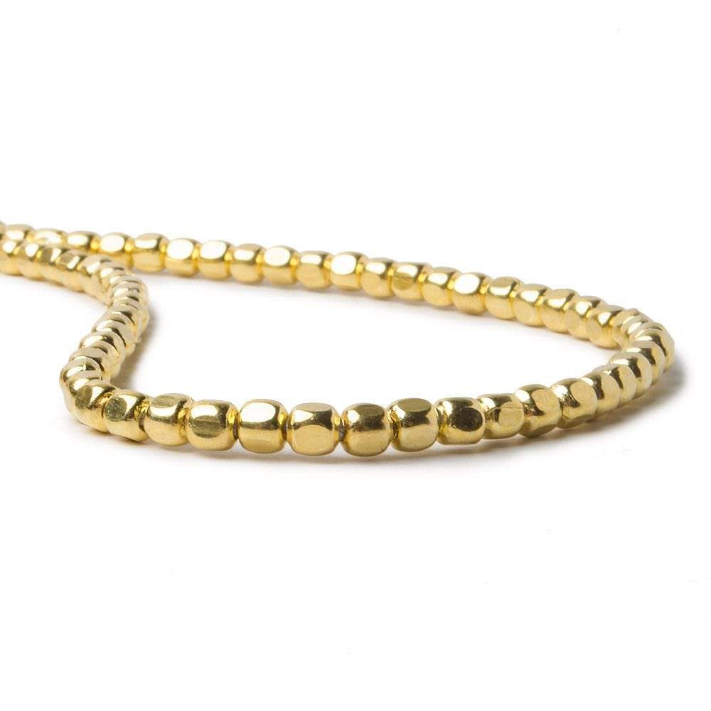 3mm Vermeil Plain Cube 8 inch 65 beads (ONLINE ORDER ONLY)
