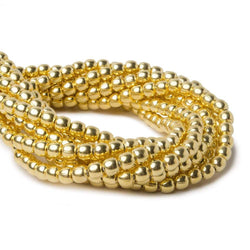 3mm Vermeil Plain Round 8 inch 67 beads (ONLINE ORDER ONLY)
