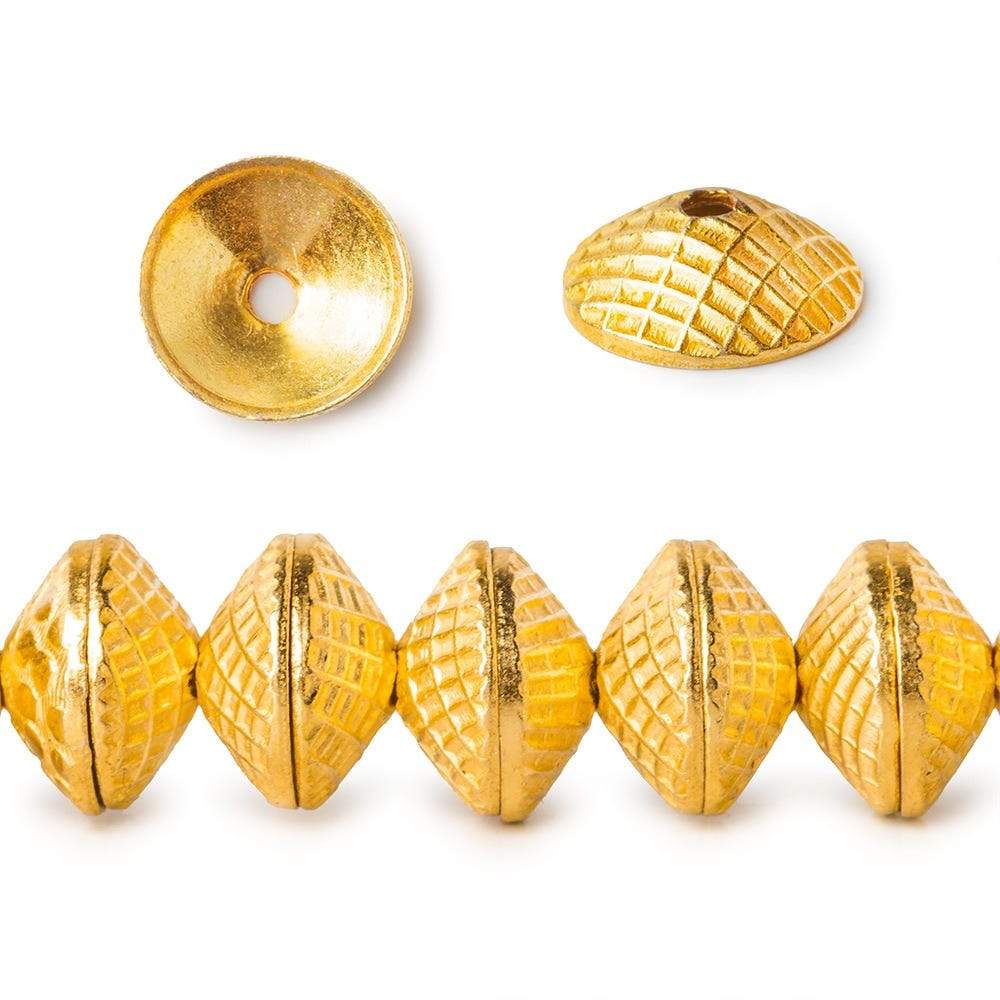 3x10mm 22kt Gold Plated Copper Bead Cap Mesh Design 8 inch 58 pieces (ONLINE ORDER ONLY)