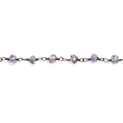 4-4.5mm Amethyst faceted rondelle Black Gold plated Chain by the foot 37 pcs