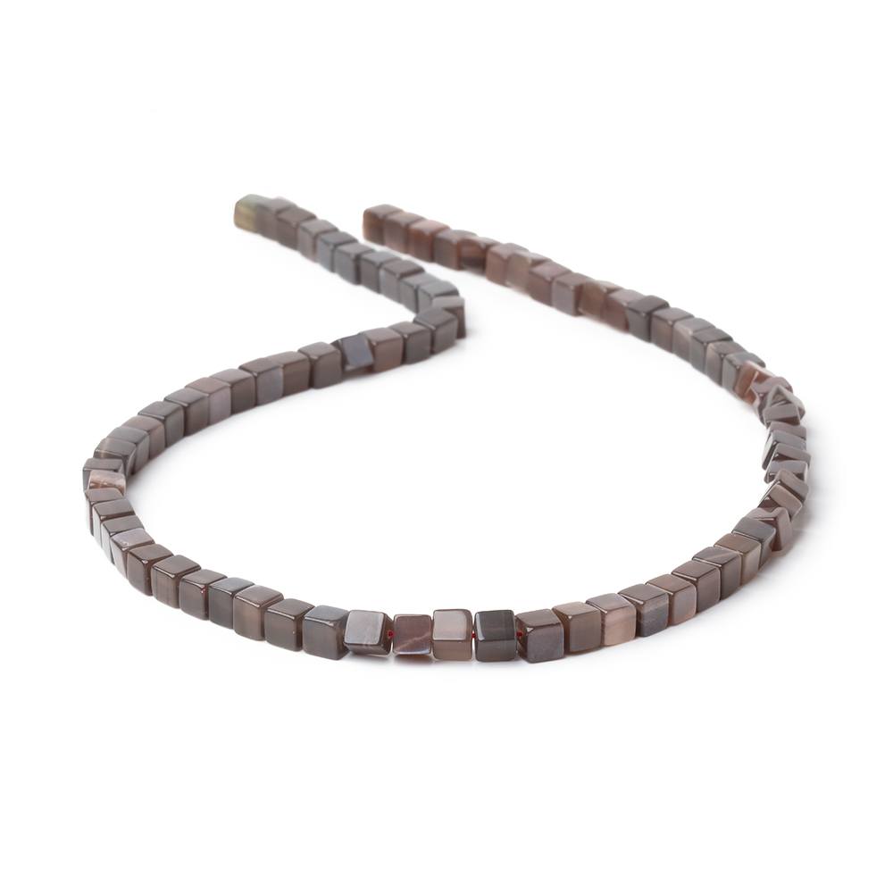 4-4.5mm Dark Chocolate Moonstone Plain Cubes 13.75 inch 76 Beads (ONLINE ORDER ONLY)