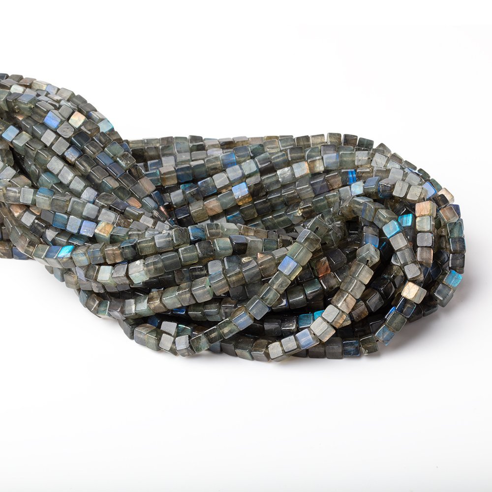 4-4.5mm Labradorite Plain Cube Beads 14 inch 83 pieces (ONLINE ORDER ONLY)