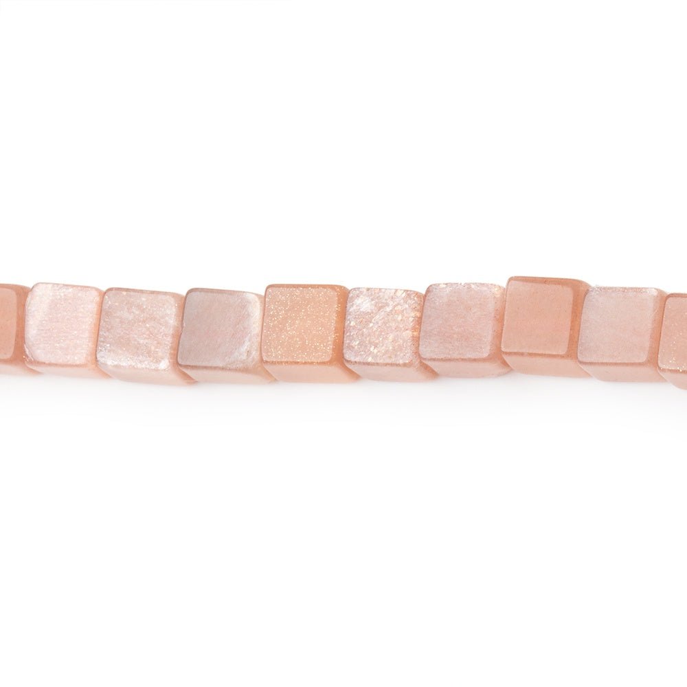 4-4.5mm Peach Moonstone Plain Cube Beads 14 inch 81 pieces (ONLINE ORDER ONLY)