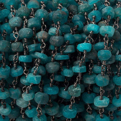 4-5mm Frosted Neon Apatite plain heishi Black Gold Chain by the foot 37 pcs (ONLINE ORDER ONLY)