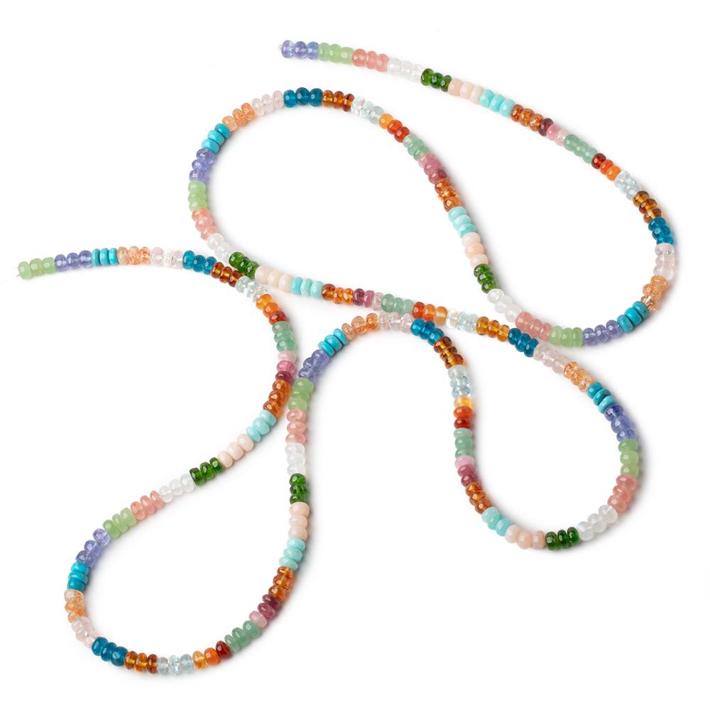 4-5mm Multi Gemstone Plain Rondelle Beads 36 inch 330 pieces AA (ONLINE ORDER ONLY)