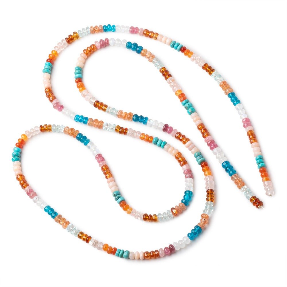 4-5mm Multi Gemstone Plain Rondelles 36 inch 330 Beads AA (ONLINE ORDER ONLY)