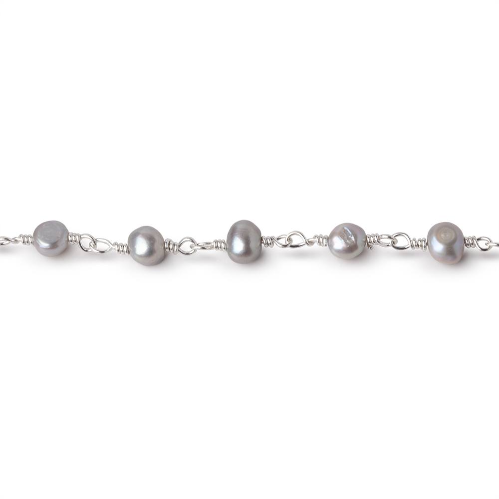 4-5mm Silver Petite Baroque Pearls on .925 Silver Chain (ONLINE ORDER ONLY)