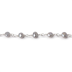 4-5mm Silver Petite Baroque Pearls on .925 Silver Chain (ONLINE ORDER ONLY)