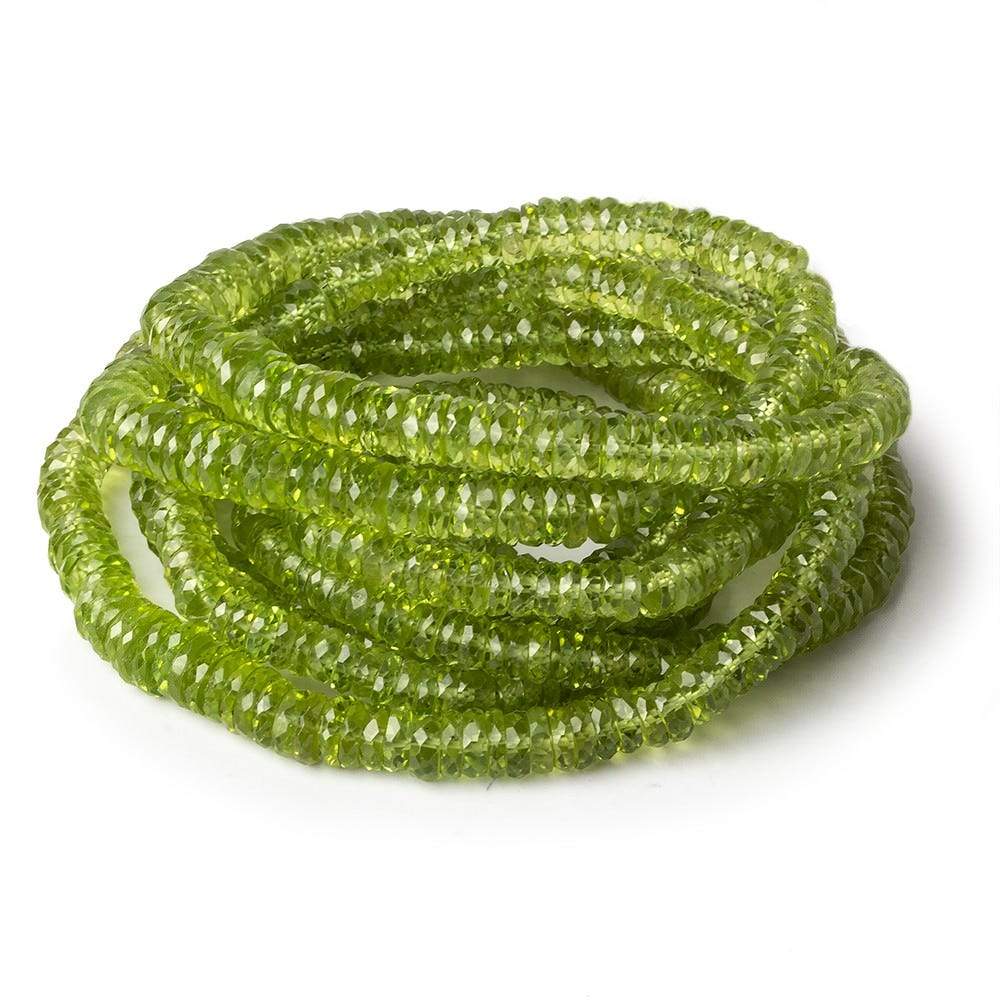 4-6.5mm Peridot faceted Heshi beads 16 inch 255 beads AA