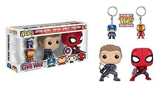 Spider-Man/Hawkeye Pops + Captain America/Iron Man Keychains 4-Pack (Online Order Only)